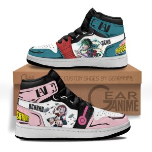 Deku and Ochako Kids Sneakers Custom Anime My Hero Academia Kids Jordan 1 Shoes