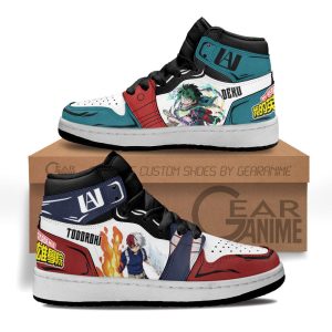 Deku and Shoto Kids Sneakers Custom Anime My Hero Academia Kids Jordan 1 Shoes