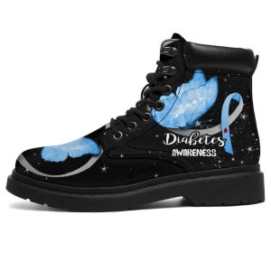 Diabetes Awareness Boots Ribbon Butterfly Shoes