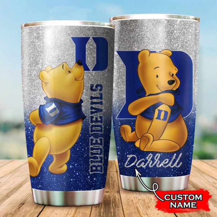 Duke Blue Devils Pooh Custom Name Tumbler TB0030