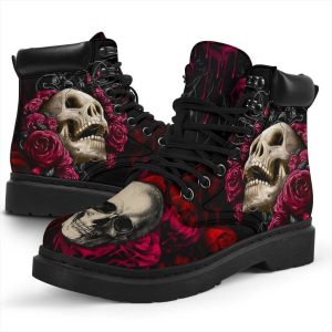 Floral Skull Boots Shoes Amazing