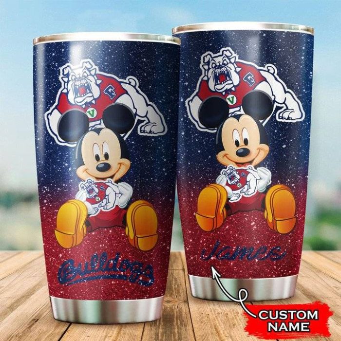 Fresno State Bulldogs Football Mickey Custom Name Tumbler TB0152