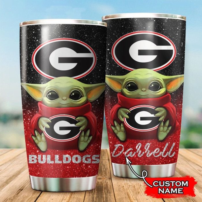 Georgia Bulldogs Baby Yoda Custom Name Tumbler TB1027