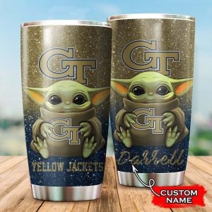 Georgia Tech Yellow Jackets Baby Yoda Custom Name Tumbler TB0865