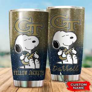 Georgia Tech Yellow Jackets Snoopy Custom Name Tumbler TB1352