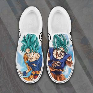 Goku Blue Slip-on Sneakers Custom Anime Dragon Ball Shoes