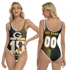 Green Bay Packers Bart Starr 15 Thank You For The Memories Signature NFL 3D With Custom Name Number For Packers Fans One Piece Swimsuit