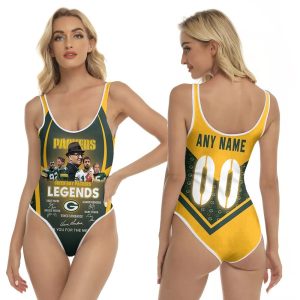 Green Bay Packers Thank You For The Memories Legend Signatures NFL 3D With Custom Name Number For Packers Fans One Piece Swimsuit