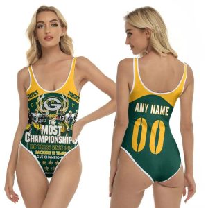 Green Bay Packers The Most Champions 100 Years Since 1919 NFL 3D With Custom Name Number For Packers Fans One Piece Swimsuit