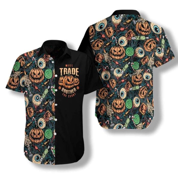 Halloween Scary Pumpkin Hawaiian Shirt - Hawaiian Shirt For Women Men - Hawaiian Shirt Custom