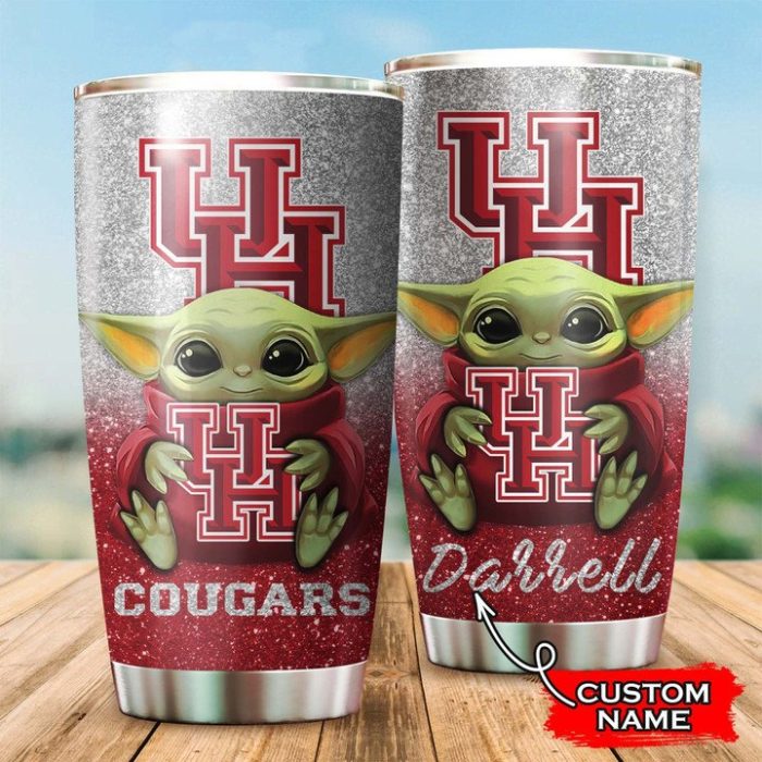 Houston Cougars Baby Yoda Custom Name Tumbler TB0936