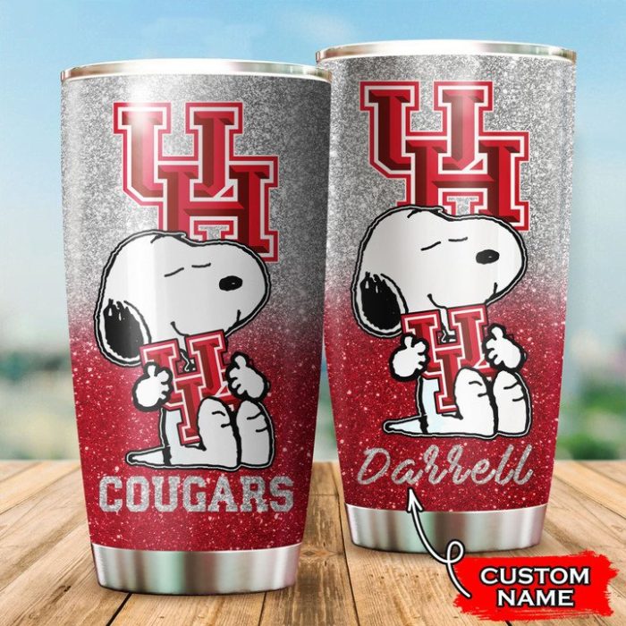 Houston Cougars Snoopy Custom Name Tumbler TB1946