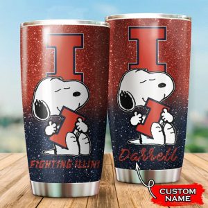 Illinois Fighting Illini Snoopy Custom Name Tumbler TB1673