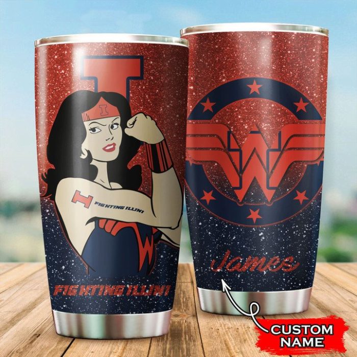 Illinois Fighting Illini Wonder Woman Custom Name Tumbler TB1465