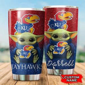Kansas Jayhawks Baby Yoda Custom Name Tumbler TB0250