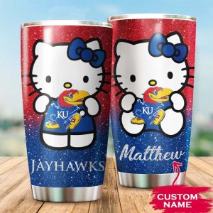 Kansas Jayhawks Hello Kitty Custom Name Tumbler TB0067