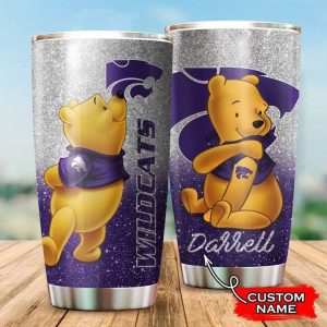 Kansas State Wildcats Pooh Custom Name Tumbler TB0355