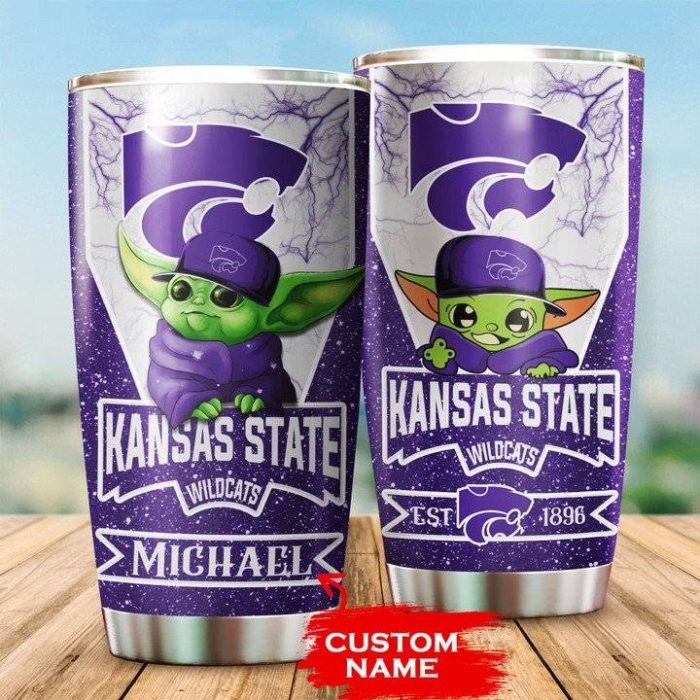 Kansas State Wildcats Tumbler Baby Yoda NCAA Custom Name TB1038