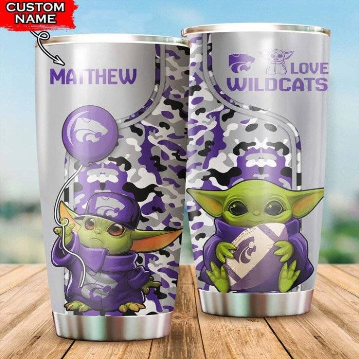 Kansas State Wildcats Tumbler Baby Yoda NCAA Custom Name TB2316