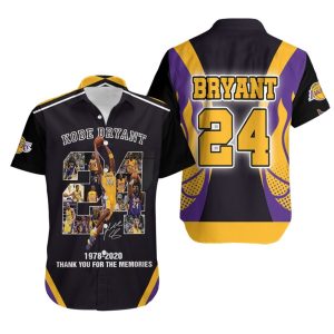 Kobe Bryant 24 1978 2020 Thank You For The Memories Signature Los Angeles Lakers NBA 3D Gift For Lakers Fans Hawaiian Shirt