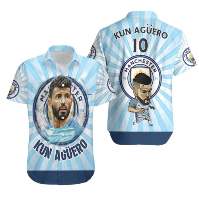 Kun Aguero 10 Sergio Aguero Best Footballer Funny Chibi Manchester City 3D Gift For Aguero Fans Hawaiian Shirt