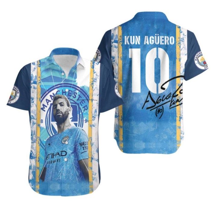 Kun Aguero 10 Special Man Legendary Captain Signature Manchester City 3D Gift For Aguero Fans Hawaiian Shirt