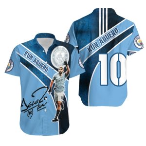 Kun Aguero 10 Special Signature Great Player Manchester City 3D Gift For Aguero Fans Hawaiian Shirt