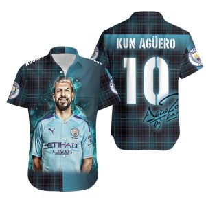 Kun Aguero 10 Time To Goal Premier League Manchester City 3D Gift For Aguero Fans Hawaiian Shirt