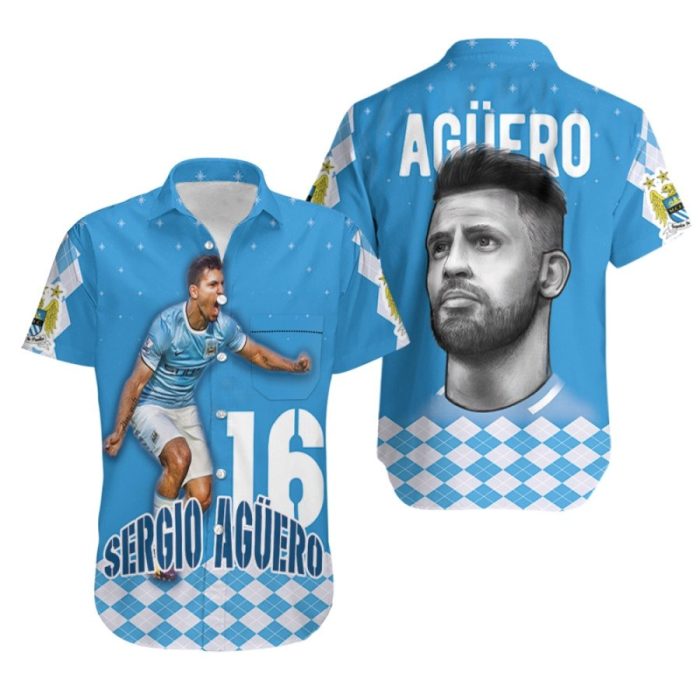 Kun Aguero 16 Sergio Aguero Legend Forever Manchester City 3D Gift For Aguero Fans Hawaiian Shirt