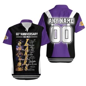 Los Angeles Lakers 60th Anniversary 1960 2020 Lebron James Kobe Bryant NBA 3D Custom Name Number For Lakers Fans Hawaiian Shirt