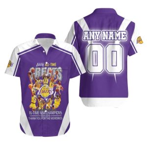 Los Angeles Lakers All-Time 16-Time Champions Thank You For The Memories NBA 3D Custom Name Number For Lakers Fans Hawaiian Shirt