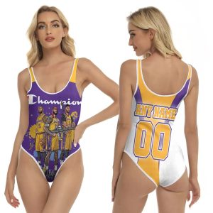 Los Angeles Lakers Champion Legendary Captain Fighting NBA 3D With Custom Name Number For Lakers Fans One Piece Swimsuit