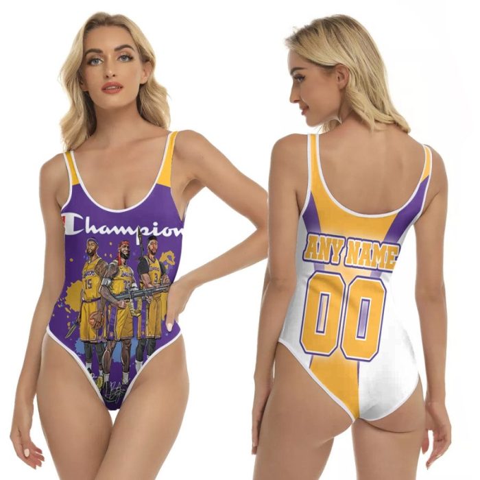 Los Angeles Lakers Champion Legendary Captain Fighting NBA 3D With Custom Name Number For Lakers Fans One Piece Swimsuit