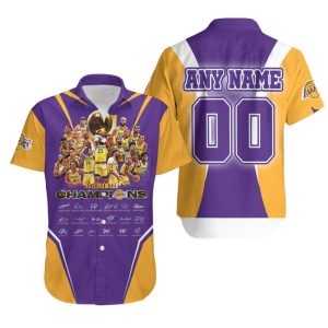 Los Angeles Lakers Champions Legend Team Signatures NBA 3D Custom Name Number For Lakers Fans Hawaiian Shirt