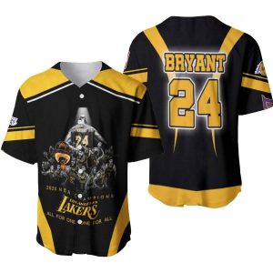 Los Angeles Lakers Kobe Bryant 24 Legendary Captain 2020 NBA Champions All For One One For All 3D Designed Allover Gift For Lakers Fans Baseball Jersey