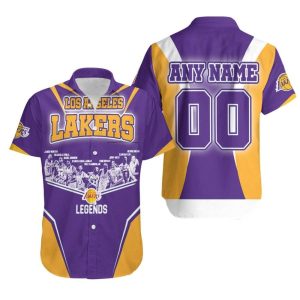 Los Angeles Lakers Legends Forever Champion Team Signatures NBA 3D Custom Name Number For Lakers Fans Hawaiian Shirt