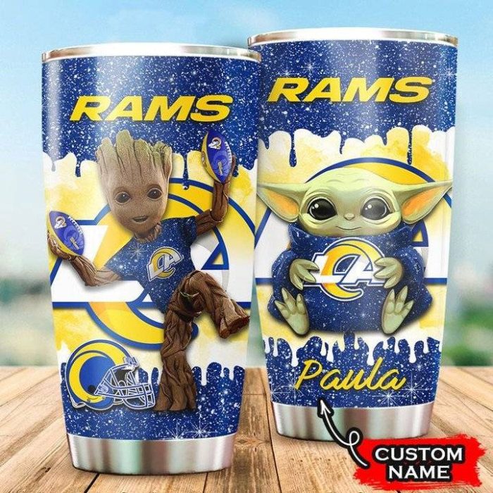 Los Angeles Rams Grogu Groot Custom Name Tumbler TB2430