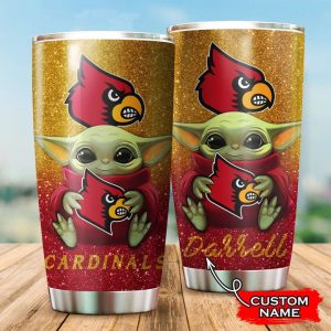 Louisville Cardinals Baby Yoda Custom Name Tumbler TB0742