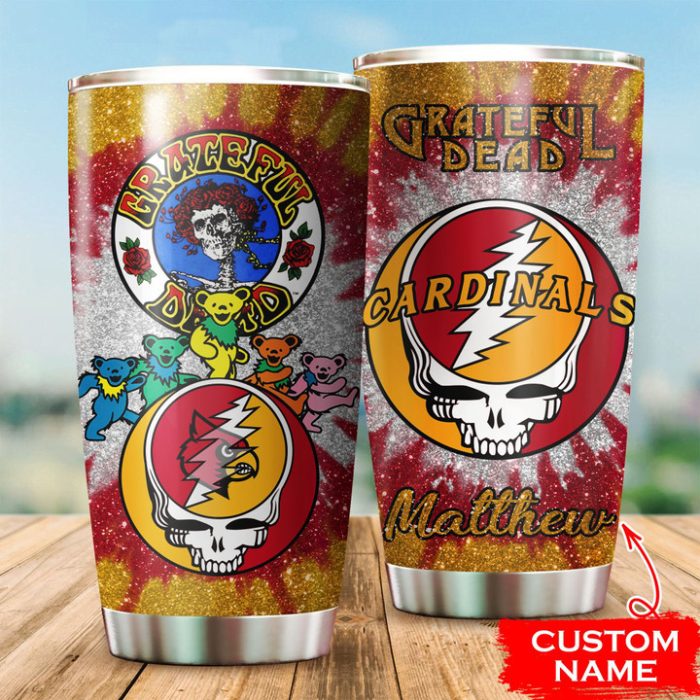 Louisville Cardinals Grateful Dead Custom Name Tumbler TB1471