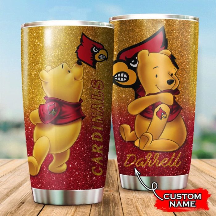 Louisville Cardinals Pooh Custom Name Tumbler TB0180