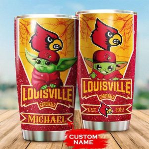 Louisville Cardinals Tumbler Baby Yoda NCAA Custom Name TB0371