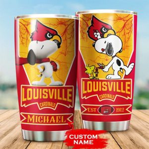 Louisville Cardinals Tumbler Snoopy NCAA Custom Name TB0958