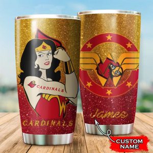 Louisville Cardinals Wonder Woman Custom Name Tumbler TB1486
