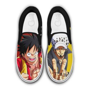 Luffy and Law Slip On Shoes Custom Anime One Piece Shoes