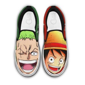 Luffy and Zoro Slip On Shoes Custom One Piece Anime Shoes
