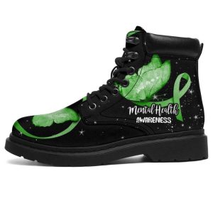 Mental Health Awareness Boots Ribbon Butterfly Shoes