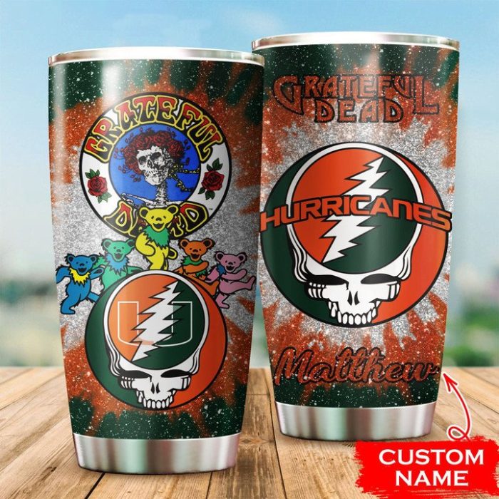 Miami Hurricanes Grateful Dead Custom Name Tumbler TB1405