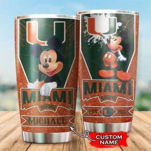 Miami Hurricanes Tumbler Mickey Mouse NCAA Custom Name TB2046