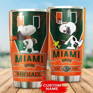 Miami Hurricanes Tumbler Snoopy NCAA Custom Name TB0534