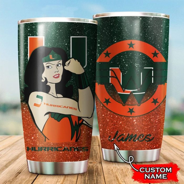 Miami Hurricanes Wonder Woman Custom Name Tumbler TB1441